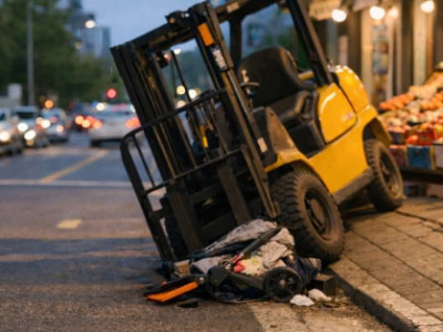 Incheon... Khoảng hơn 7 giờ tối qua... b:é g:ái 18 tháng tuổi đang đi cùng bố mẹ ở gần cửa hàng trái cây thì biị chiếc (지게차) t:rôi từ trên d:ốc xuống t:ô:n:g phải...